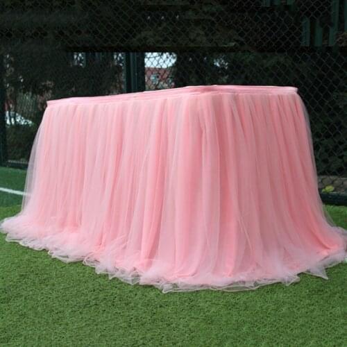 Fluffy Tutu Gauze Table Skirt Mesh Gauze Surrounding Tablecloth Birthday Party Dessert Table Wedding Sign-in Table Decoration