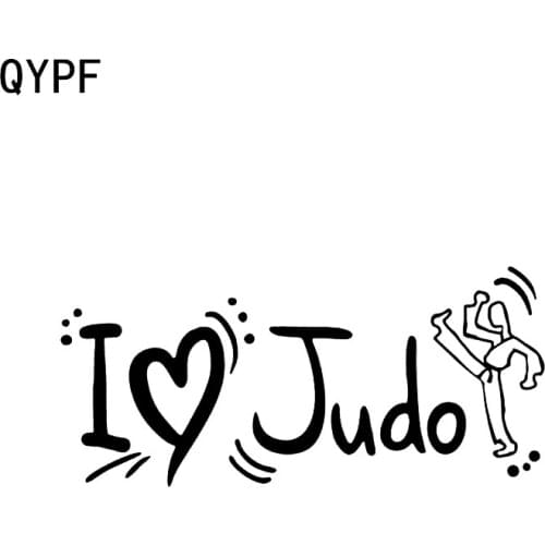 QYPF 17.5*7.9CM I Love Judo Decor Car Bumper Decor Sticker Vinyl Silhouette Reflective Black Silver C16-0372