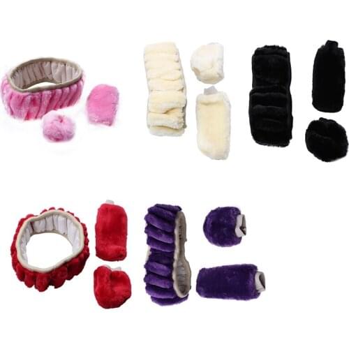 Steering-Wheel Plush Car Steering Wheel Covers Winter Faux Fur Hand Brake and Gear Cover Set Car Interior Accessories Universal