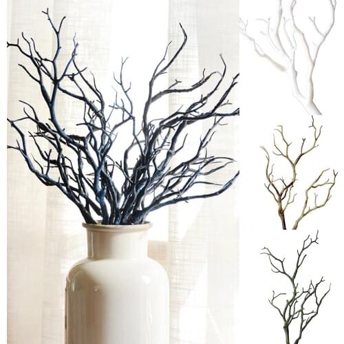 1Pc 35cm Dry Artificial Fake Foliage Plant Tree Branch Wedding Home Church Office Furniture Decoration Peacock Corals Branches