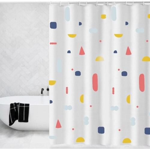 PEVA Geometric Flower Pattern Shower Curtain Waterproof Curtains with Hooks Home Decor Bathroom Accessories For Bathtub Shower