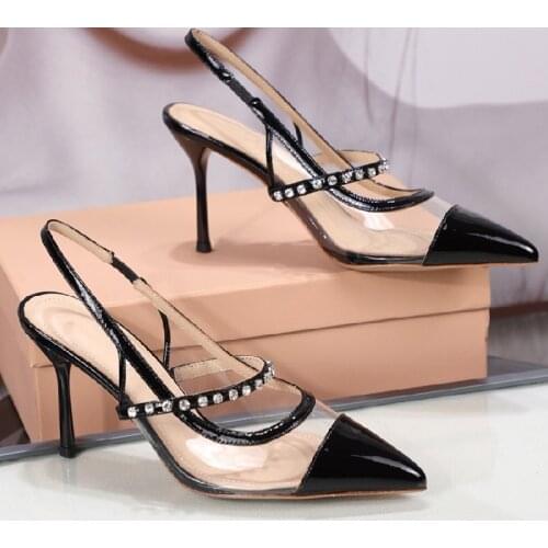 Women Summer Shoes Female Party White Sandals Chaussure Pointed Toe Sandalias High Heels Sandales Crystal Shoes Fashion