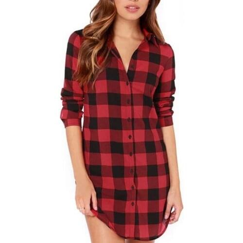 Women Blouses Long Shirts Single Breasted Plaid Shirt Wild Casual Shirt Vintage Blouse Feminino Ladies Blusas Womens Tops plus