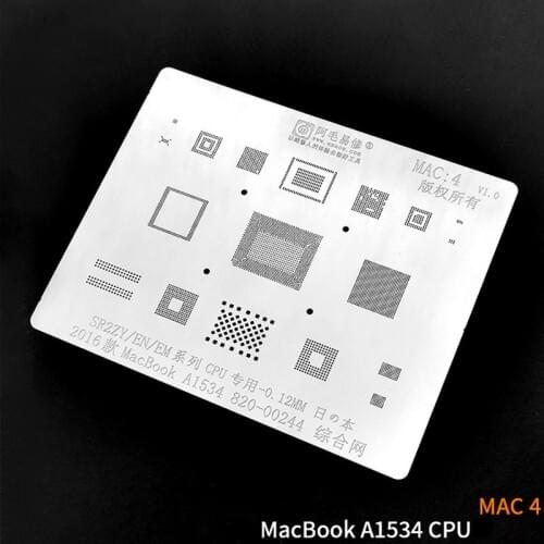 0.12MM BGA Reballing Stencil Kit For MacBook 2016/A1534/SR2ZY/EM/EM CPU Power IC MAC Tin Planting Solder Net Template