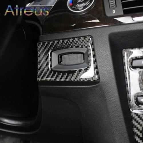 1pcs For BMW E90 E92 E93 Carbon Fiber Headlight Switch Buttons Decorative Frame Cover Trim Dashboard Interior Molding Sticker