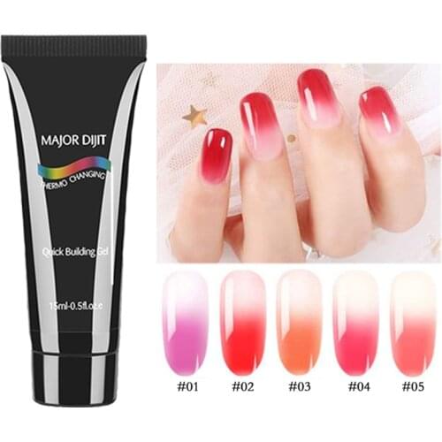 1pc Thermo Changing Poly Nail Gel 5color Healthy Eco-friendly Nail Art Soak Off UV Gel Emperature Change Color UV Nail Gel