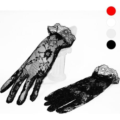 10pc / lot black red lace short short lady girl women gloves free shipping