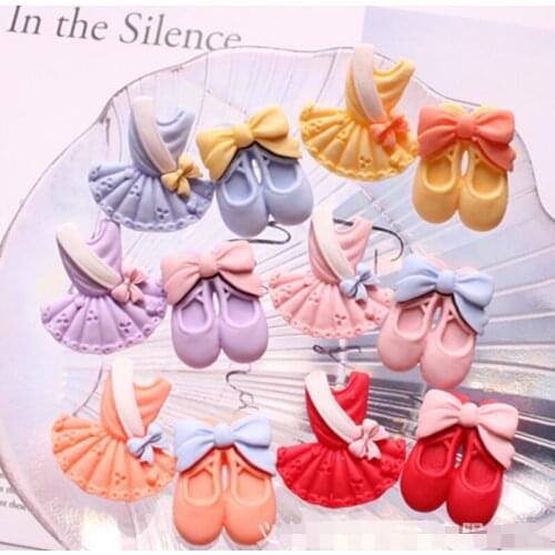 10pcs/lot Kawaii Resin Ballet Shoes/ Dance Dress Miniature Art Flatback Cabochon DIY Hair Clip/Craft Decoration