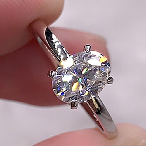 10K Au417 White Gold Women Wedding Anniversary Engagement Party Ring 1 2 3 4 5 Carat Oval Moissanite Diamond Ring Trendy Elegant