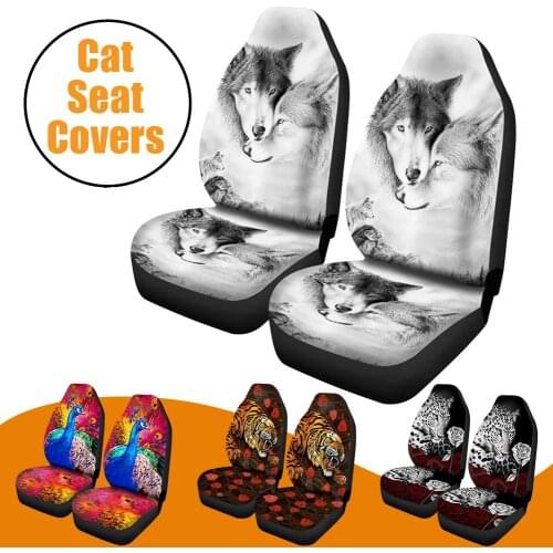 2PCS Cartoon Car Seat Cover Breathable Protective Pad With Tiger Leopard Prints Universal Size Car Seat Covers Universal Fit