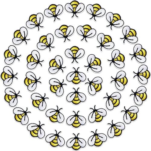 60PCS Bee Embroidered Patches,Cute Bumble Iron On Embroidered Applique Decoration Sewing Patches For Clothes DIY Patches
