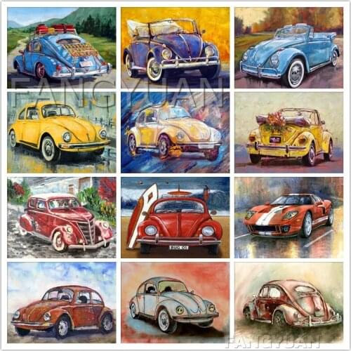 5D DIY Diamond Painting Retro Car Full Square/Round Diamond Embroidery Cross Stitch Mosaic Set Cross Stitch Gift Home Decor