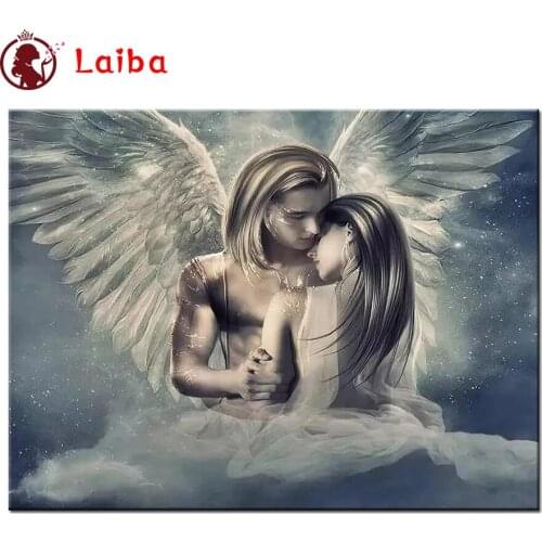 Diamond Mosaic Angel wings couple Picture Of Rhinestone Diamond Painting Cross Stitch Embroidery Needlework Wall Art