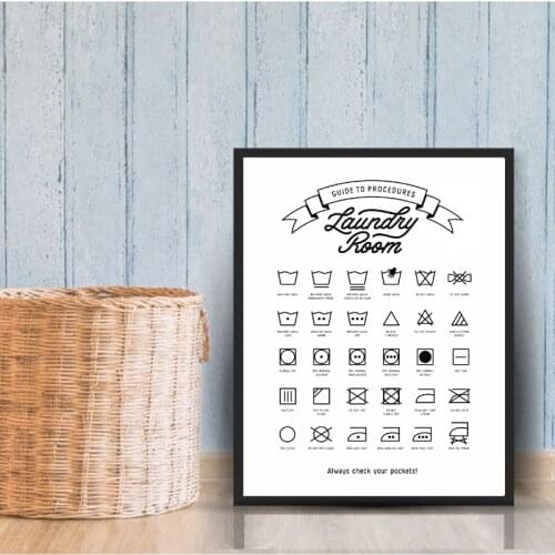 Laundry Room Decor Laundry Symbols Sign Wall Art Canvas Painting Laundry Guide to Procedures Poster And Print Wall Picture