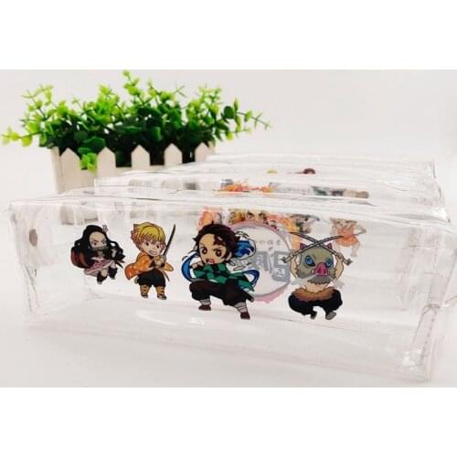 Demon Slayer Kimetsu no Yaiba Kamado Nezuko Pencil Case for Girls Boys Gifts School Transparent Pencil Box Pencilcase Stationery