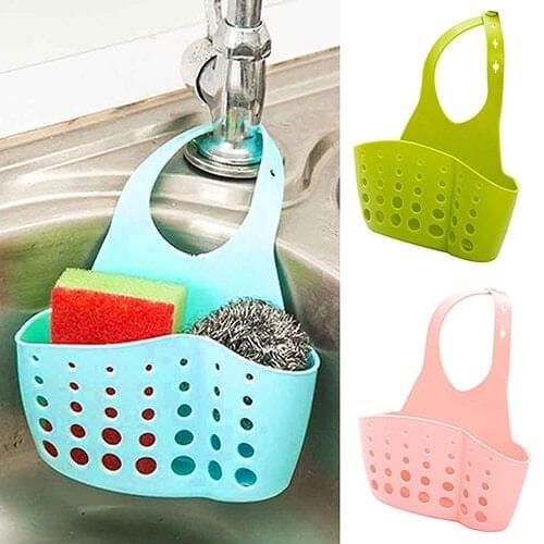 Sink Sponge Holder 2 Bags Holes Tap Hanging Strainer Organizer Storage Rack kitchen organizer dish drainer