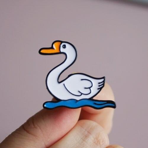 Enamel Pins Swan Brooch Unisex Lapel Pin T-Shirt Bag Badge Animal Jewelry Gift for Girl Kids Friends