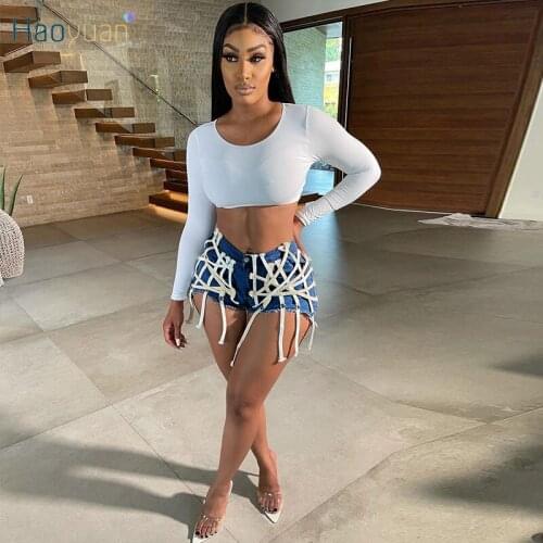 Женские короткие джинсы HAOYUAN China At AliExpress