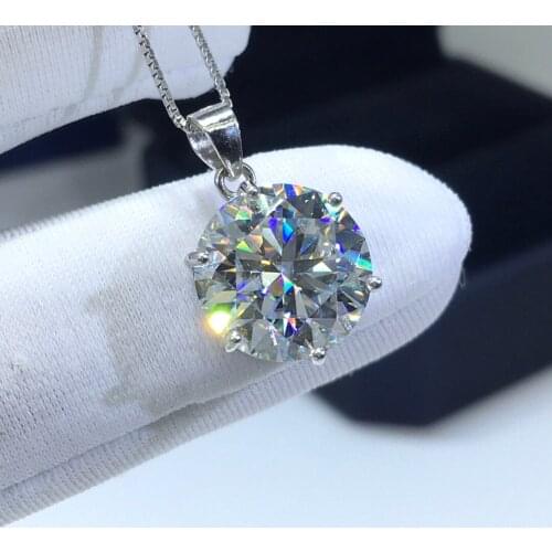 Inbeaut 925 Silver 5 ct Round Excellent Cut Sparkling D Color Pass Diamond Test Moissanite Pendant Necklace Engagement Jewelry