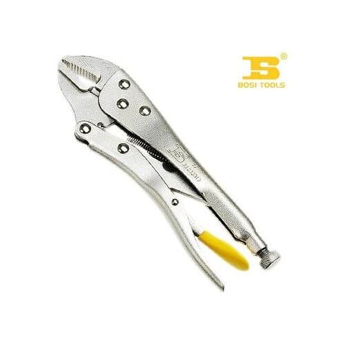 Bosi Tool 5" 125mm Curved Jaw Lock-Grip Plier Carbon Steel Silver Tone