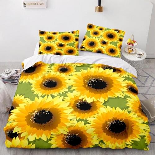 Sunflower Bedding Set Single Twin Full Queen King Size Sunflower Bed Set Flower Childrens Kid Bedroom Duvetcover Sets 018