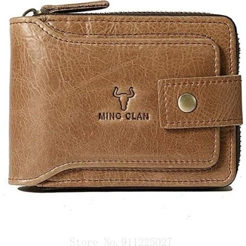Xiaomi Genuine Leather Wallet Fashion Zipper Card Holder Top Layer Cowhide Buckle Short Money Bag Coin Purses