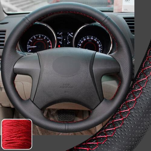Steering Wheel Cover Leather Wrap For Toyota Highlander 08-13 Camry 11 Hilux 14 Super Soft Non-slip Durable Car Interior