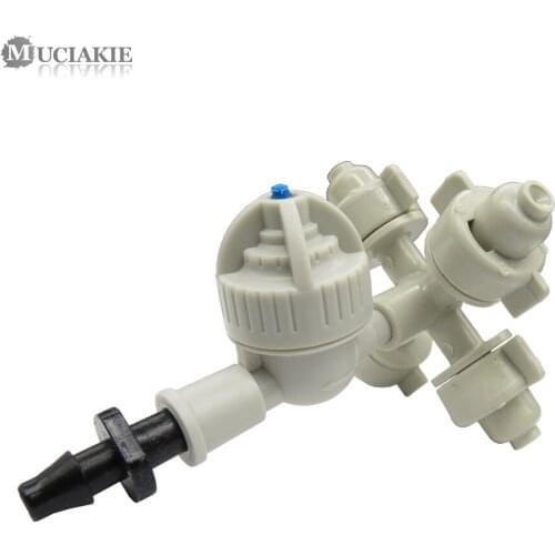 MUCIAKIE 50PCS White Garden Irrigation Misting Cross Sprinklers Kit with Anti-drip Device 1/4'' Barb Adapter Micro Mist Nozzle