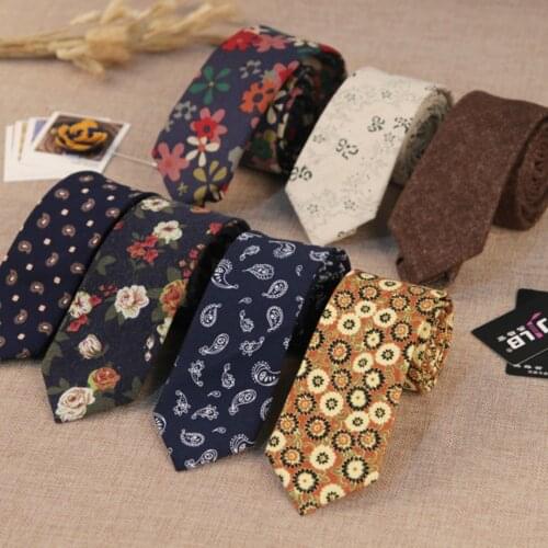 22colors mens fashion designer casual Skinny tie slim 6cm cotton print flower high quality 10pcs/lot