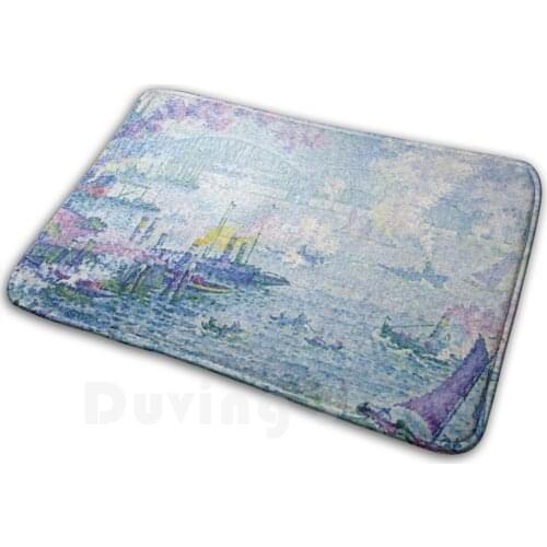 The Port Of Rotterdam , Paul Signac Soft Non-Slip Mat Rug 2699 Carpet Cushion The Port Of Rotterdam Paul Signac Port Of