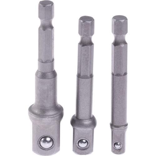 1pc Socket Adapte Bits Set Hex Drill Nut Driver Power Shank 1/4" 3/8" 1/2" Connecting Rod Head Extension Drill Bits Tools