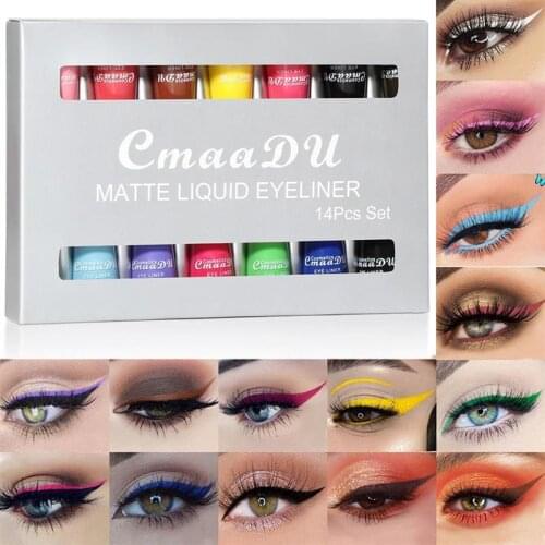 12 Colors Matte Liquid Eyeliner Set Quick Drying Colorful Eyeliner Pencil Pigmented Waterproof Smudgeproof Lasting Gel Eye Liner