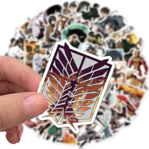 50/100PCS Attack on Titan Sticker Anime Icon Animal Stickers Gifts for Children to Laptop Suitcas Bicycle Car DIY PVC Stickers