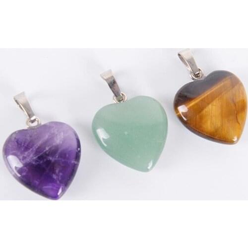 Natural Love Heart Necklaces & Pendants for Lover Gem Stone Pink Quartz White Crystal Healing Necklace Charm Jewelry D146