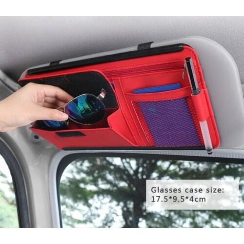 NEW Upgrade Universal Car Sun Visor Storage Bag Auto Sunshade Organizer Cards Sunglasses Pen Leather Pocket Interior Accessories