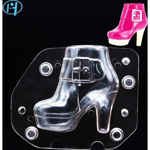 3D Plastic Women Boots Chocolate Mold Lady Shoes Candy Molds Cake Decorating Tools DIY Home Baking sugar craft Accessories