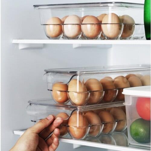 Transparent 12/14/21 Grids Refrigerator Egg Holder Box with Lid Kitchen Freshness Separated Storage Food Tray