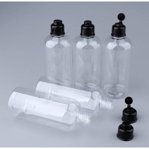 Empty 100/200/300mL Portable Lotion Container Shampoo Round Bottles 5Pcs
