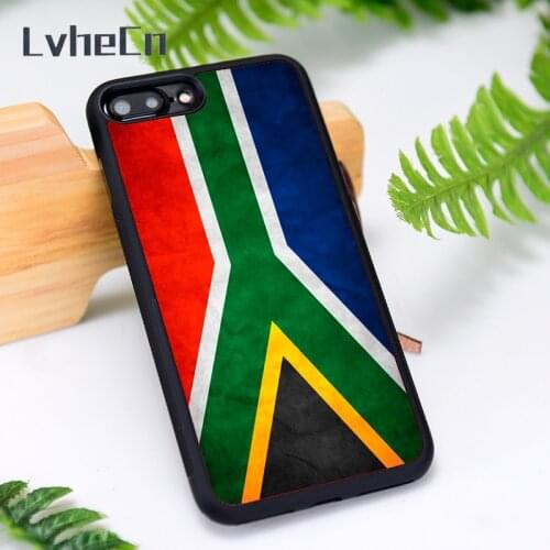 LvheCn Rubber Phone Case Cover for iPhone 6 6S 7 8 Plus X XS XR 11 12 Mini Pro Max South Africa South African Grunge Flag