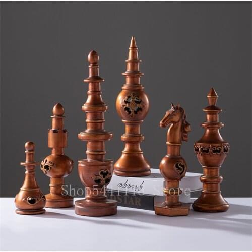 6Pcs Resin Chess Pieces Board Games Accessories International Chess Figurines Retro Home Decor Simple Modern Chessmen