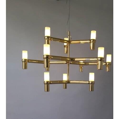 Modern white chandelier Luxury Villa Foyer G9 tube chandelie Gold Chrome Metal Lighting Adjustable Cable home interior lighting