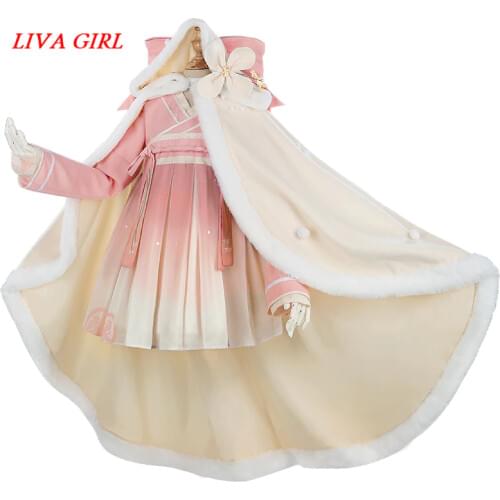 [STOCK] New Hot Anime Food Of The Contract Cloak+Lolita Dress Pink Cosplay Costume For Women Christmas Free Shipping