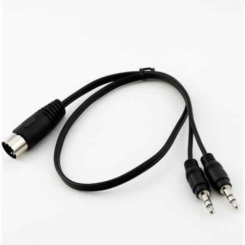 1pcs Black 50cm Midi Din 5 Pin Male to 2x 3.5mm 1/8" Stereo Male Plug Audio Connector Cable