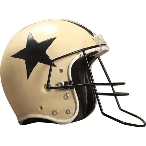 1PC Home Decor Vintage Football Helmet Design Desktop Resin Ornament For Home Office Living Room Decoration Maison(White)