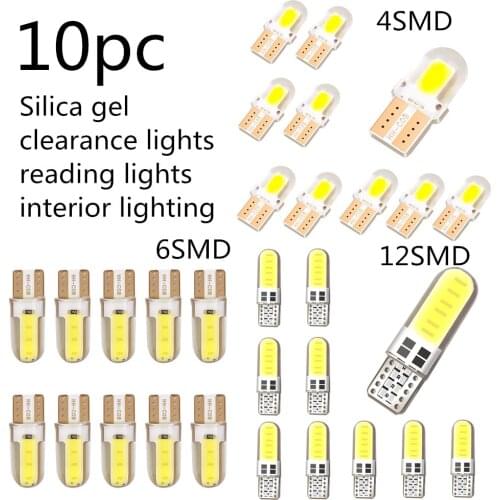 10PCS 4/8/12SMD Bright White COB W5W T10 194 168 Led Car Interior Bulb Canbus 12V Reading Car Side Wedge Light clearance lamp