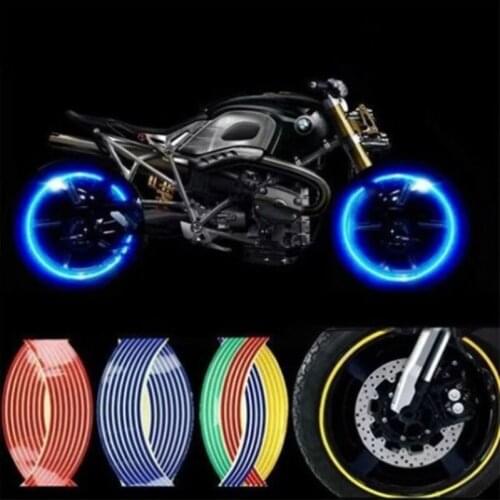 16Pcs 18'' Motorcycle Wheel Rim Sticker Tire Hub Reflective Tape Stickers Bicycle Motorbike Car Decals For Yamaha Honda BMW