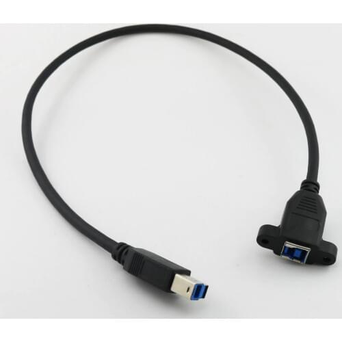 1x 50cm USB 3.0 B Female Panel Mount to USB 3.0 B Male Plug Male to Female Connector Cable Straight/UP/Down/Left/Right Angle