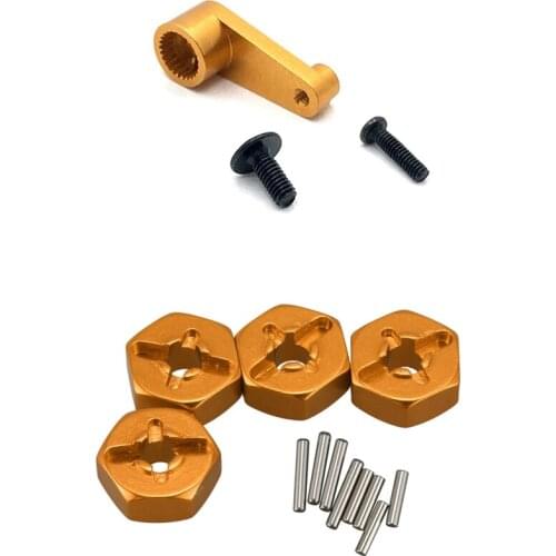 2 Set RC Car Part: 1 Set Aluminum Alloy 12mm Combiner Wheel Hub Hex Adapter & 1 Set Metal 144001-1263 25T Servo Arm Horn