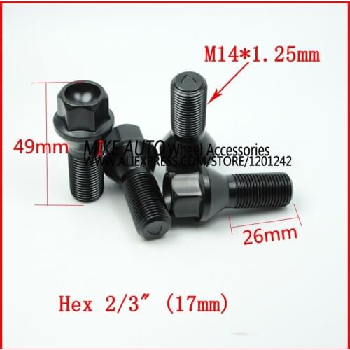 4Pcs Wheel Bolt M14X1.25X26 For Wheel Axle of BMW 5/6/7 Series X3 X5 X6 Mini F56 36136781151 Aftermarket Parts