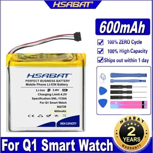 HSABAT 502728 600mAh Battery for Q1 Smart Watch Batteries